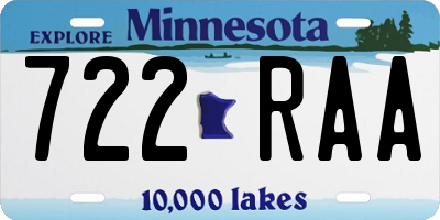 MN license plate 722RAA