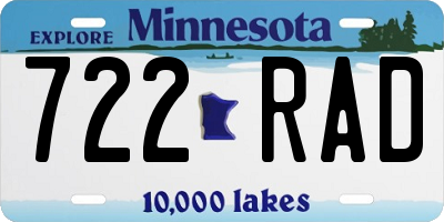 MN license plate 722RAD