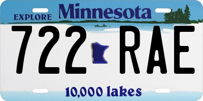 MN license plate 722RAE