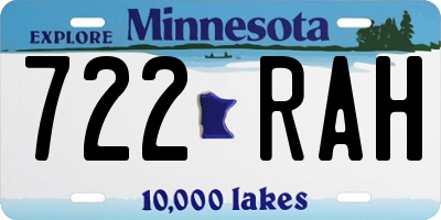 MN license plate 722RAH