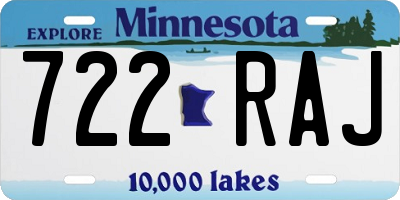 MN license plate 722RAJ