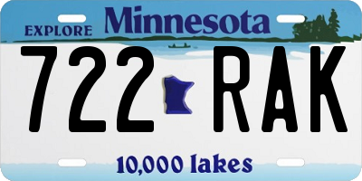 MN license plate 722RAK