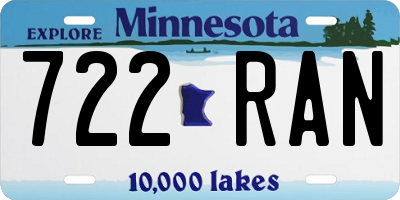 MN license plate 722RAN