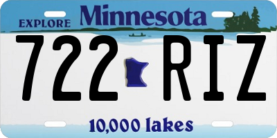 MN license plate 722RIZ