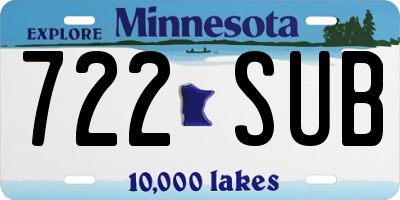 MN license plate 722SUB