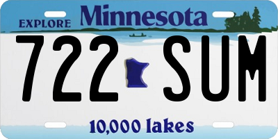 MN license plate 722SUM