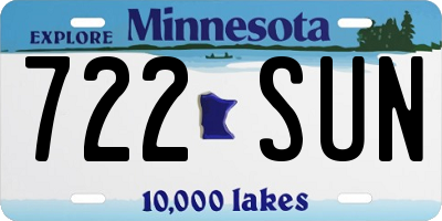 MN license plate 722SUN