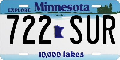 MN license plate 722SUR