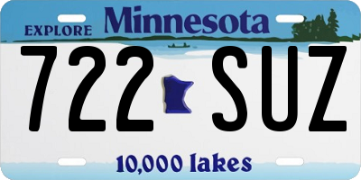 MN license plate 722SUZ