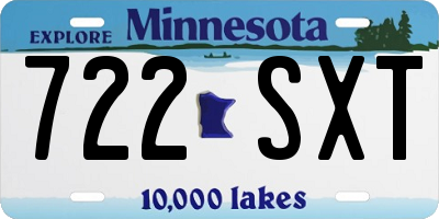 MN license plate 722SXT
