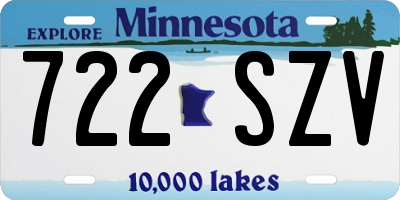 MN license plate 722SZV