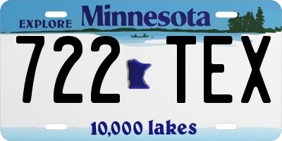 MN license plate 722TEX