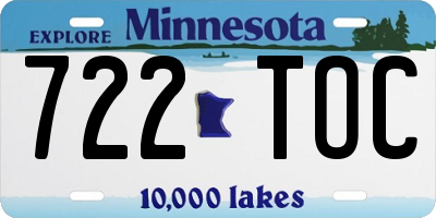 MN license plate 722TOC