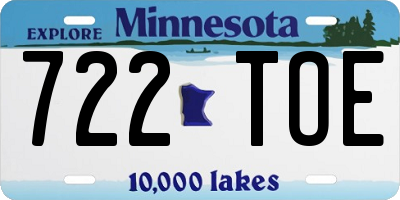 MN license plate 722TOE