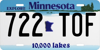 MN license plate 722TOF