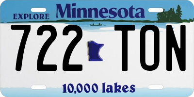 MN license plate 722TON