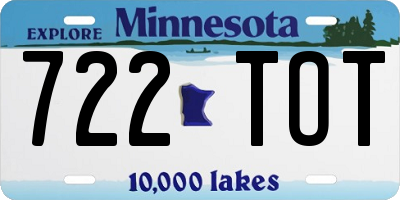 MN license plate 722TOT