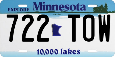 MN license plate 722TOW