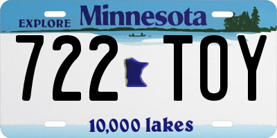 MN license plate 722TOY