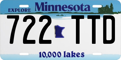 MN license plate 722TTD