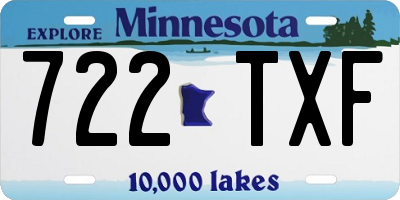 MN license plate 722TXF