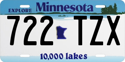 MN license plate 722TZX