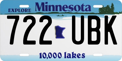 MN license plate 722UBK