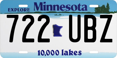 MN license plate 722UBZ