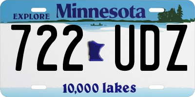 MN license plate 722UDZ