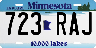 MN license plate 723RAJ