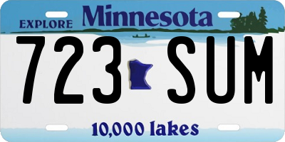 MN license plate 723SUM