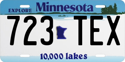 MN license plate 723TEX