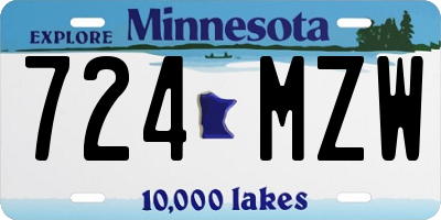 MN license plate 724MZW