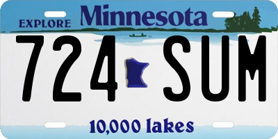 MN license plate 724SUM