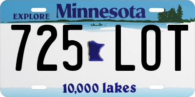 MN license plate 725LOT