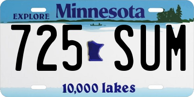 MN license plate 725SUM