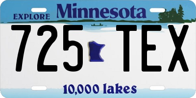 MN license plate 725TEX