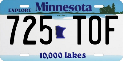 MN license plate 725TOF