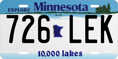MN license plate 726LEK