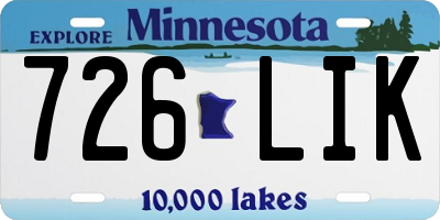 MN license plate 726LIK