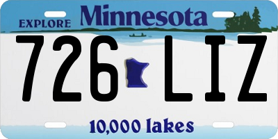 MN license plate 726LIZ