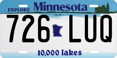 MN license plate 726LUQ