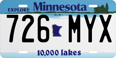 MN license plate 726MYX