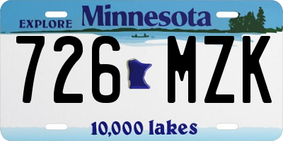 MN license plate 726MZK