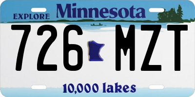 MN license plate 726MZT