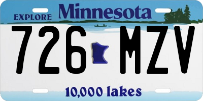 MN license plate 726MZV