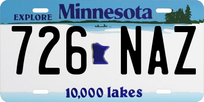 MN license plate 726NAZ