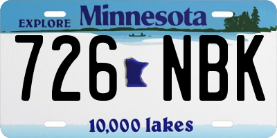 MN license plate 726NBK