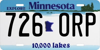 MN license plate 726ORP