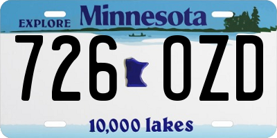 MN license plate 726OZD